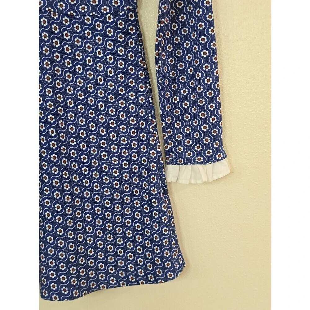 Brooks Brothers Floral Long Sleeve Dress Girls Size Large Blue Red White Ruffle